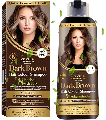 Kokkilaa' Hair Color Shampoo – Dark Brown | No PPD, No Ammonia, No